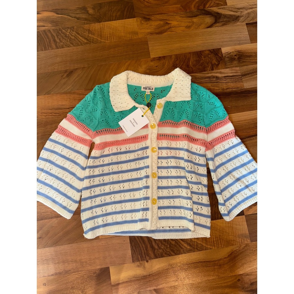 Finding Foxtale Kids Cardigan Sweater open Knit Striped Colorful Top school boho